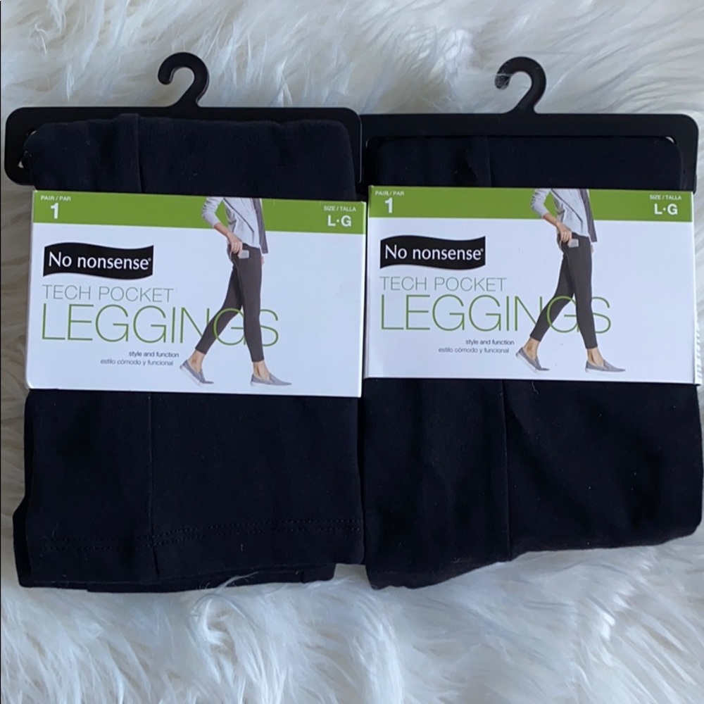 2 Pair Black Tech Pocket Leggings Size Large